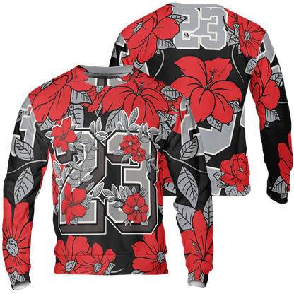 Bred Reimagined 4s Sweatshirt Match 23 Floral 3D All-Over Print Flowers - NastyJamz