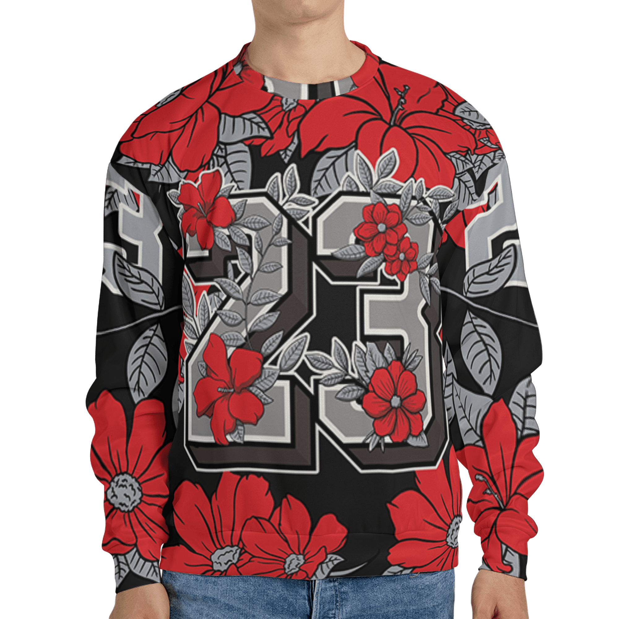 Bred Reimagined 4s Sweatshirt Match 23 Floral 3D All-Over Print Flowers - NastyJamz