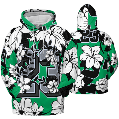 Lucky Green 5s Hoodie Match 23 Floral 3D All-Over Print Flowers - NastyJamz