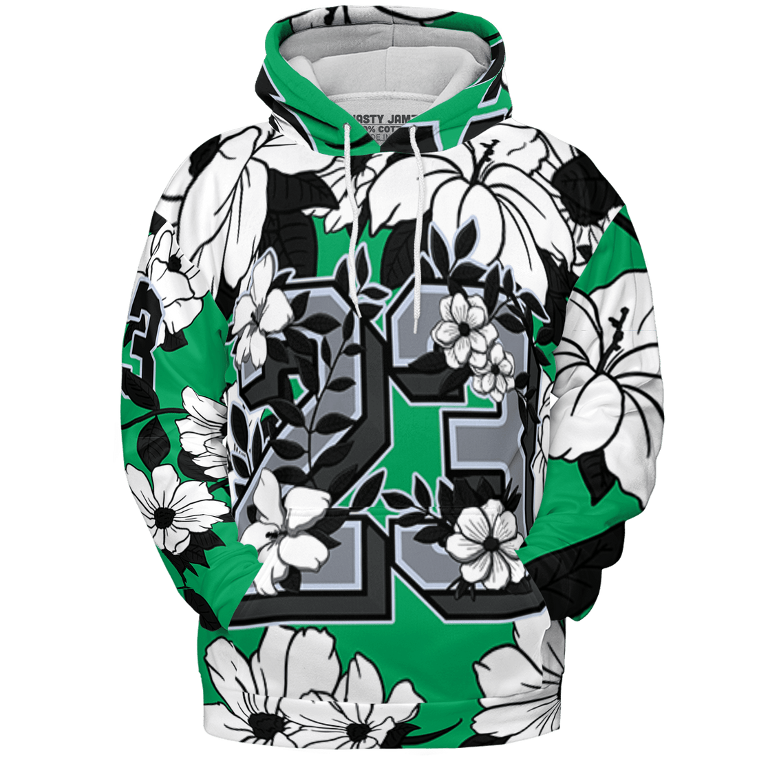 Lucky Green 5s Hoodie Match 23 Floral 3D All-Over Print Flowers - NastyJamz