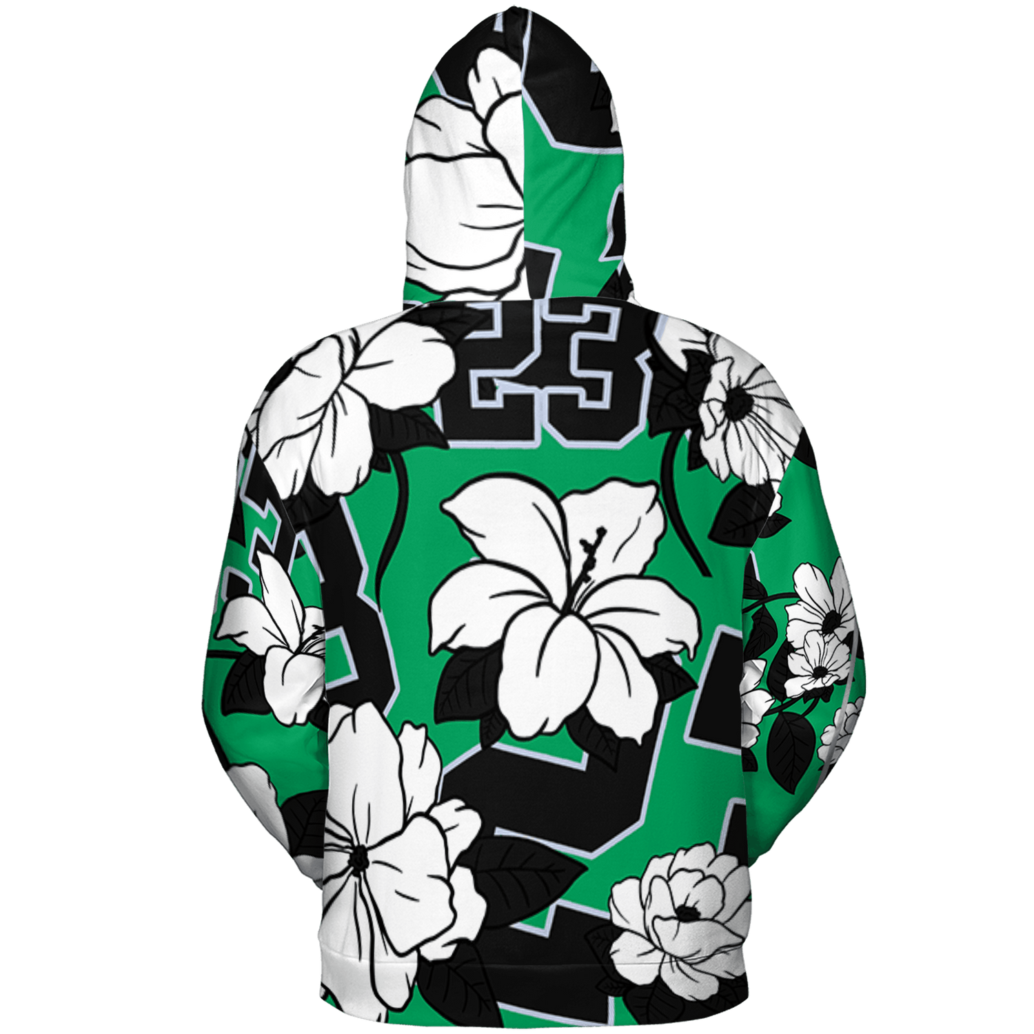 Lucky Green 5s Hoodie Match 23 Floral 3D All-Over Print Flowers - NastyJamz