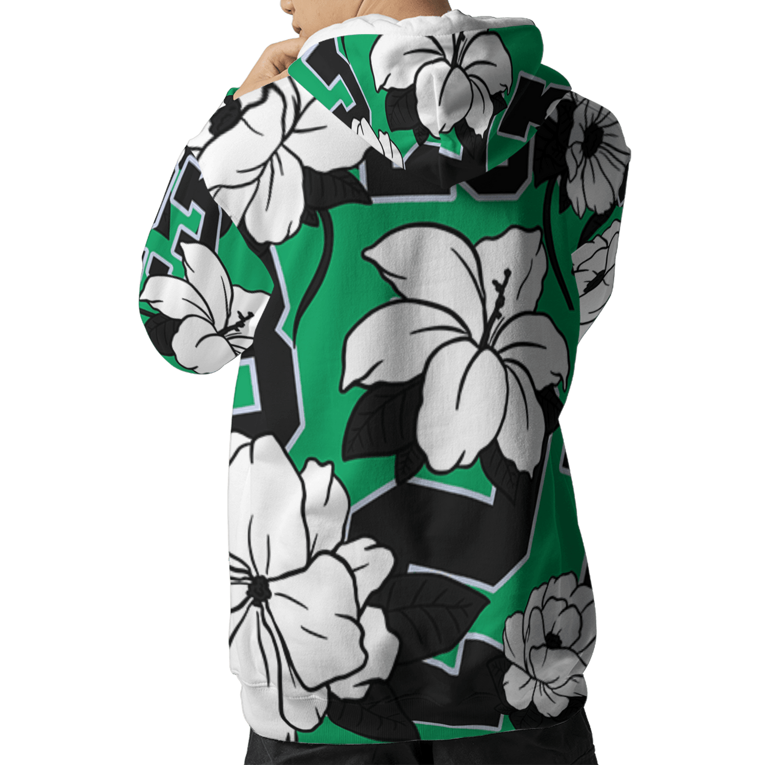 Lucky Green 5s Hoodie Match 23 Floral 3D All-Over Print Flowers - NastyJamz