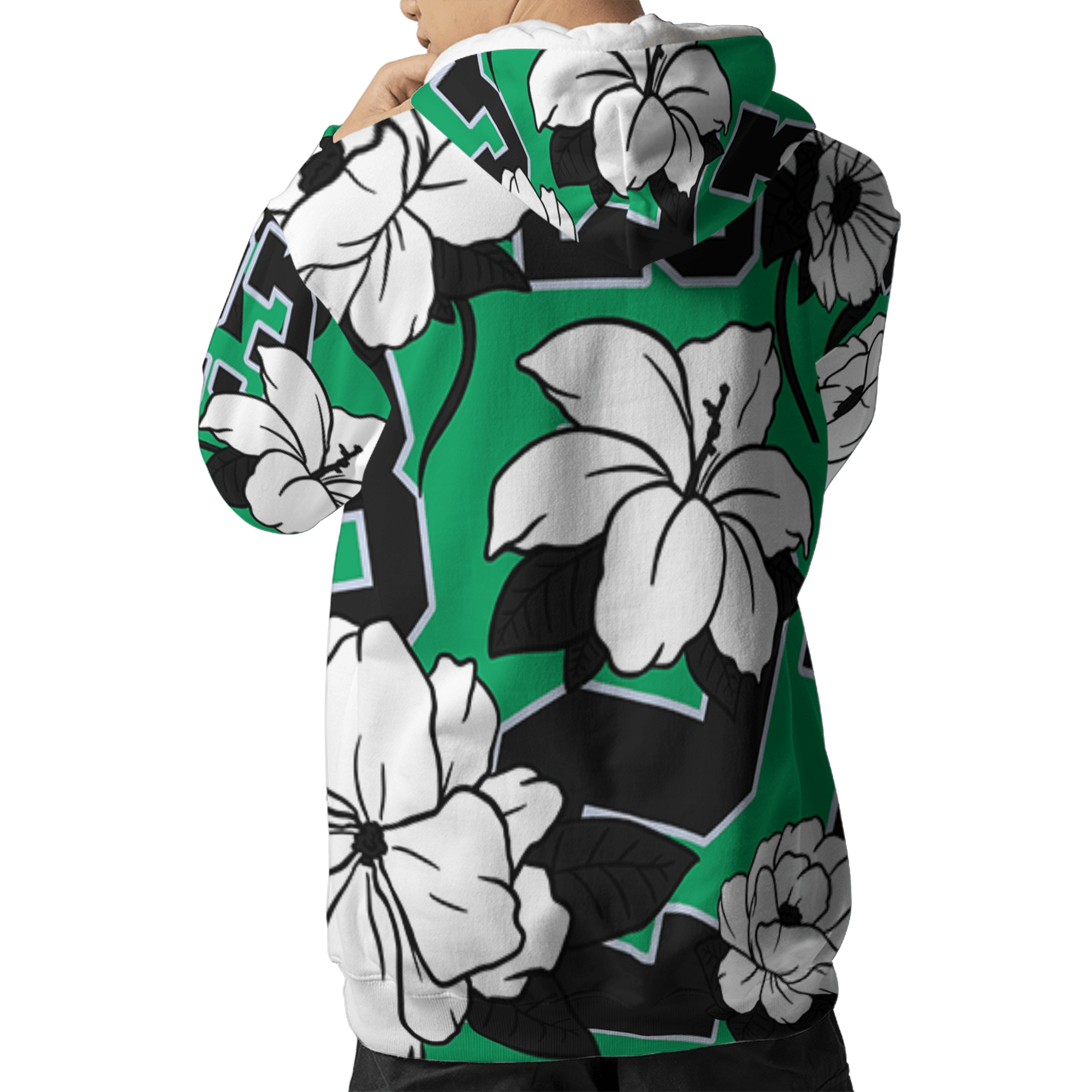 Lucky Green 5s Hoodie Match 23 Floral 3D All-Over Print Flowers - NastyJamz
