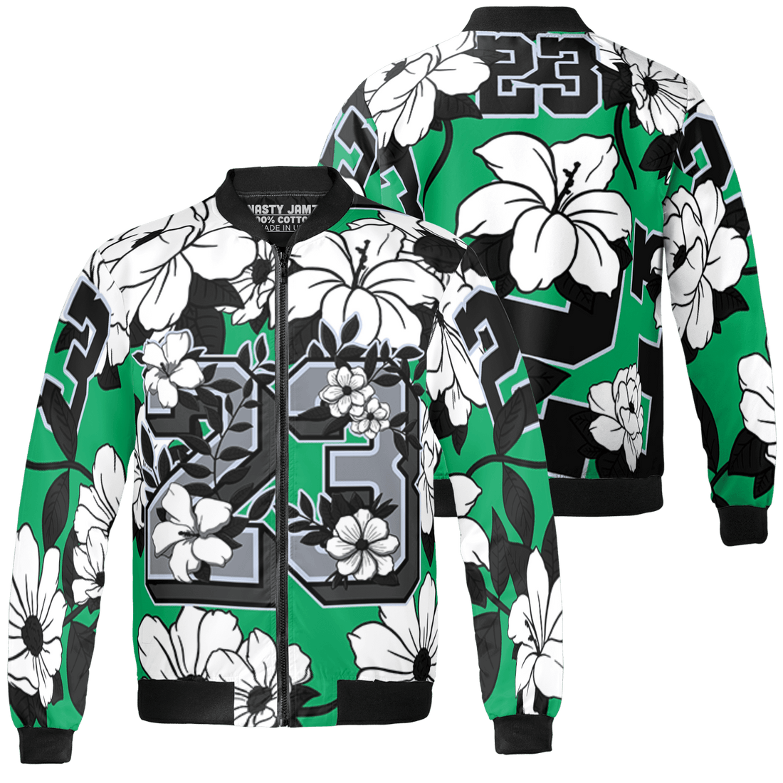 Lucky Green 5s Jacket Match 23 Floral 3D All-Over Print Flowers - NastyJamz