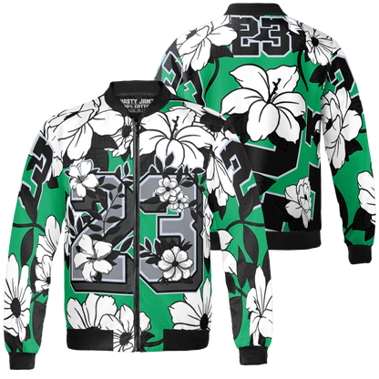 Lucky Green 5s Jacket Match 23 Floral 3D All-Over Print Flowers - NastyJamz