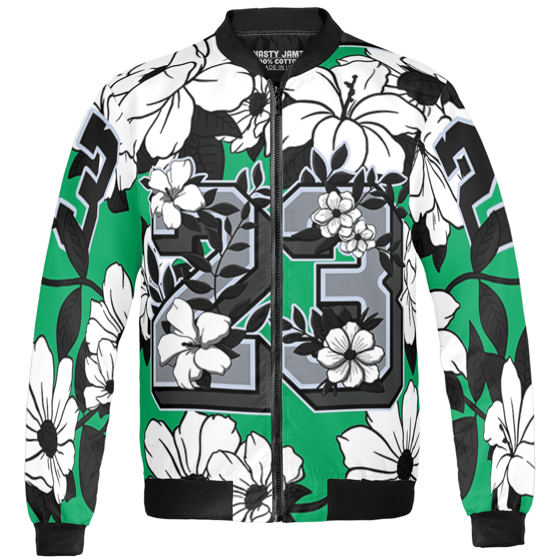 Lucky Green 5s Jacket Match 23 Floral 3D All-Over Print Flowers - NastyJamz