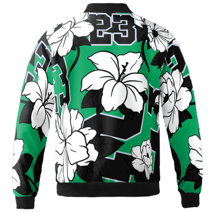 Lucky Green 5s Jacket Match 23 Floral 3D All-Over Print Flowers - NastyJamz