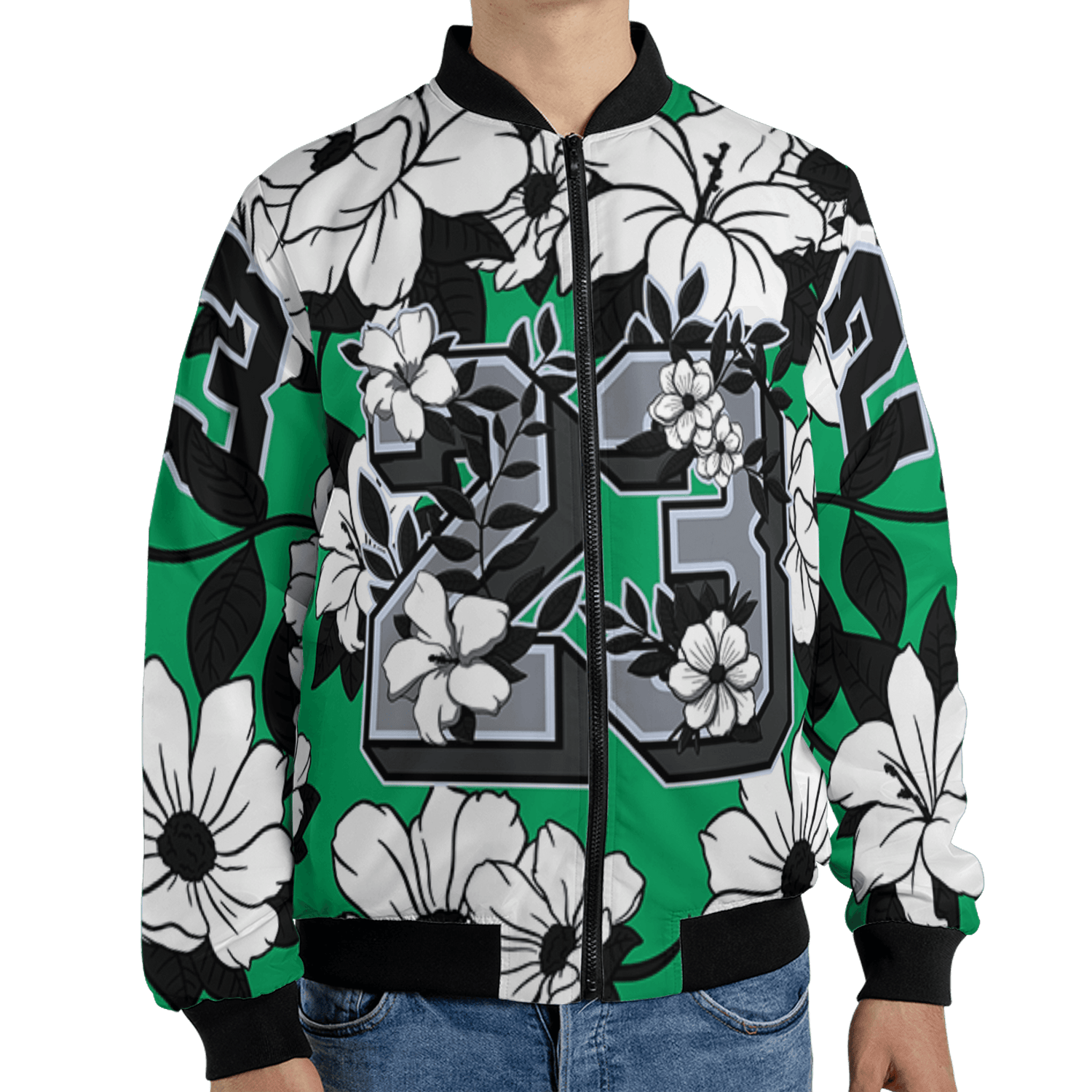 Lucky Green 5s Jacket Match 23 Floral 3D All-Over Print Flowers - NastyJamz