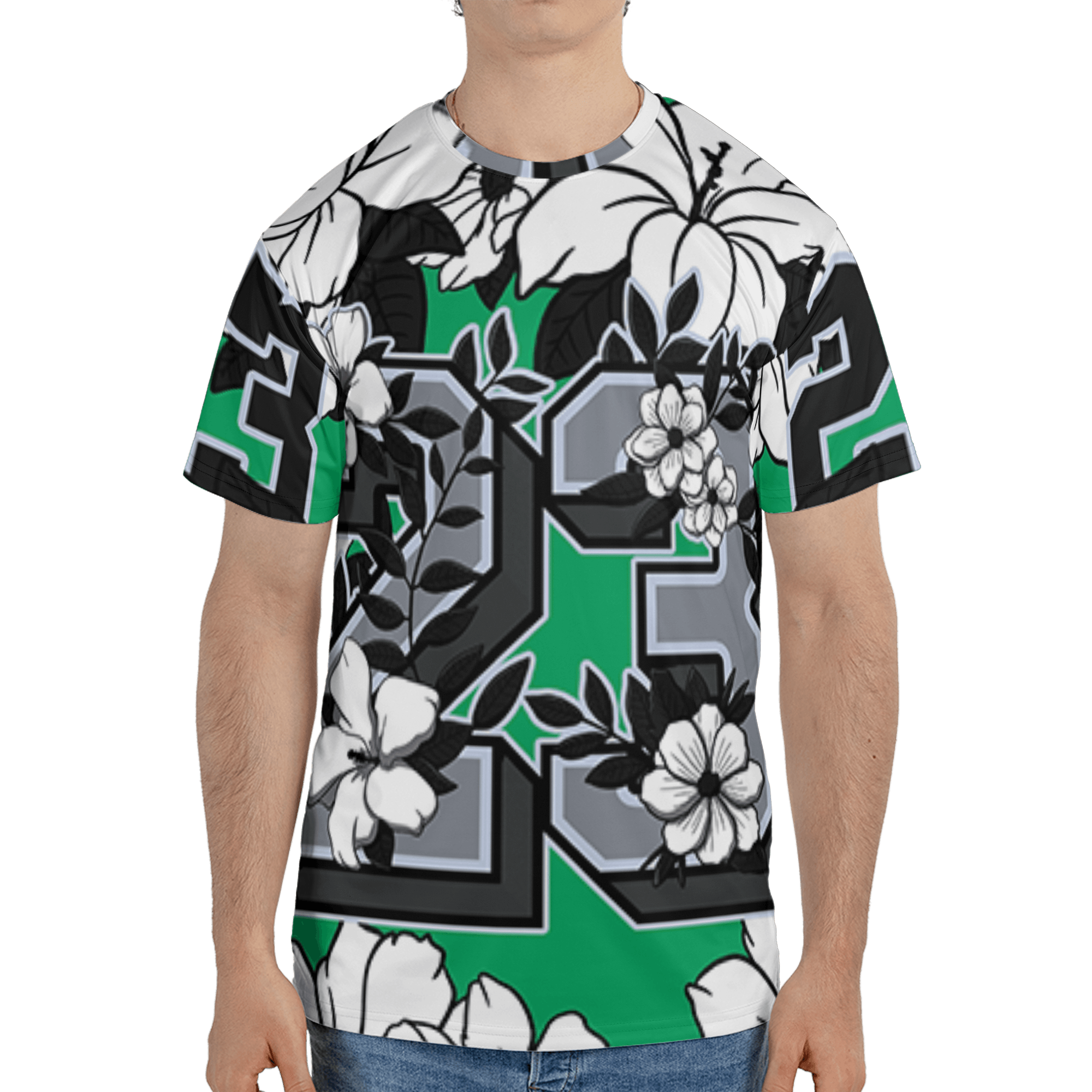 Lucky Green 5s T Shirt Match 23 Floral 3D All-Over Print Flowers - NastyJamz