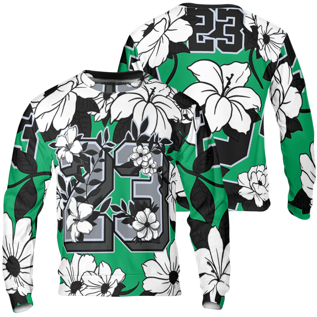 Lucky Green 5s Sweatshirt Match 23 Floral 3D All-Over Print Flowers - NastyJamz