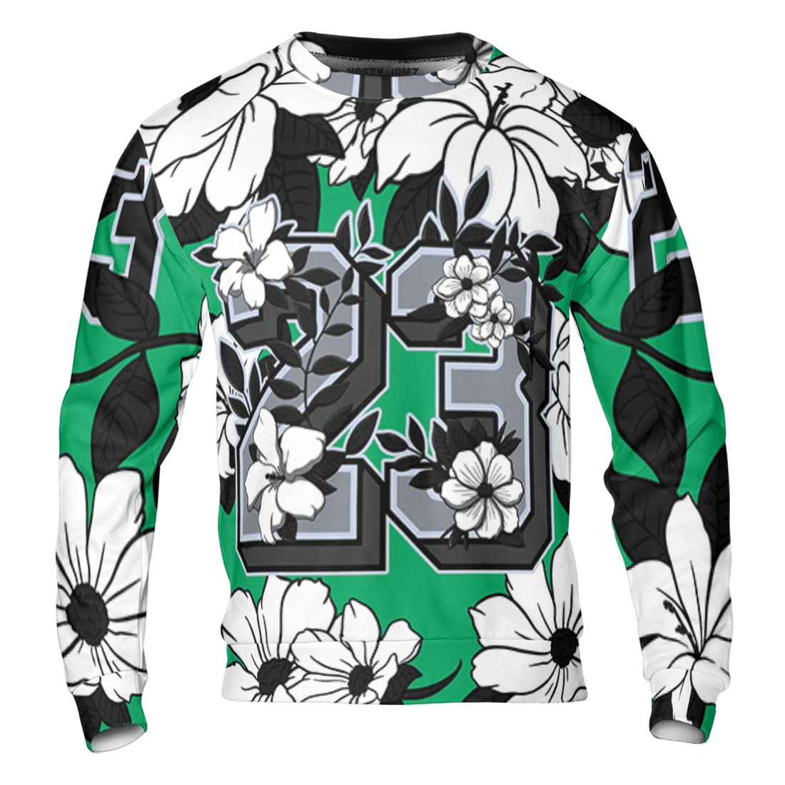 Lucky Green 5s Sweatshirt Match 23 Floral 3D All-Over Print Flowers - NastyJamz