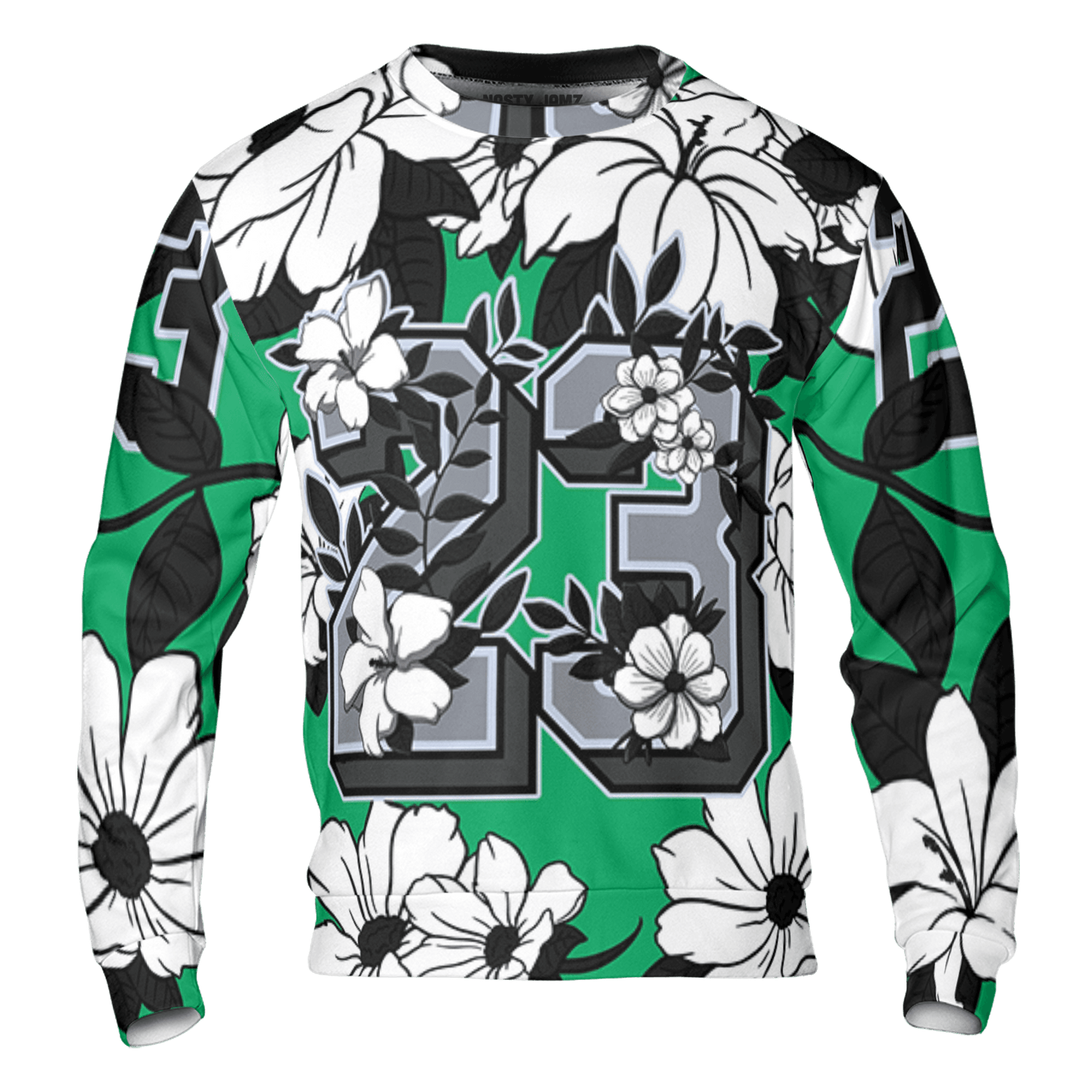 Lucky Green 5s Sweatshirt Match 23 Floral 3D All-Over Print Flowers - NastyJamz
