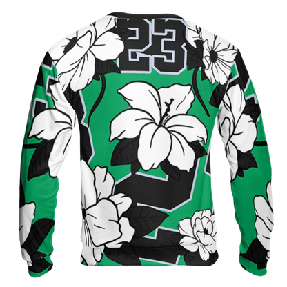 Lucky Green 5s Sweatshirt Match 23 Floral 3D All-Over Print Flowers - NastyJamz