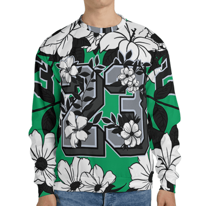Lucky Green 5s Sweatshirt Match 23 Floral 3D All-Over Print Flowers - NastyJamz