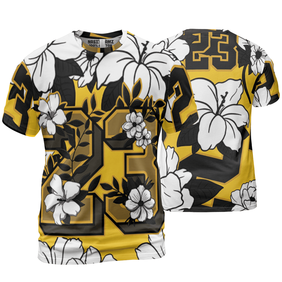 Yellow Ochre 6s T Shirt Match 23 Floral 3D All-Over Print Flowers - NastyJamz