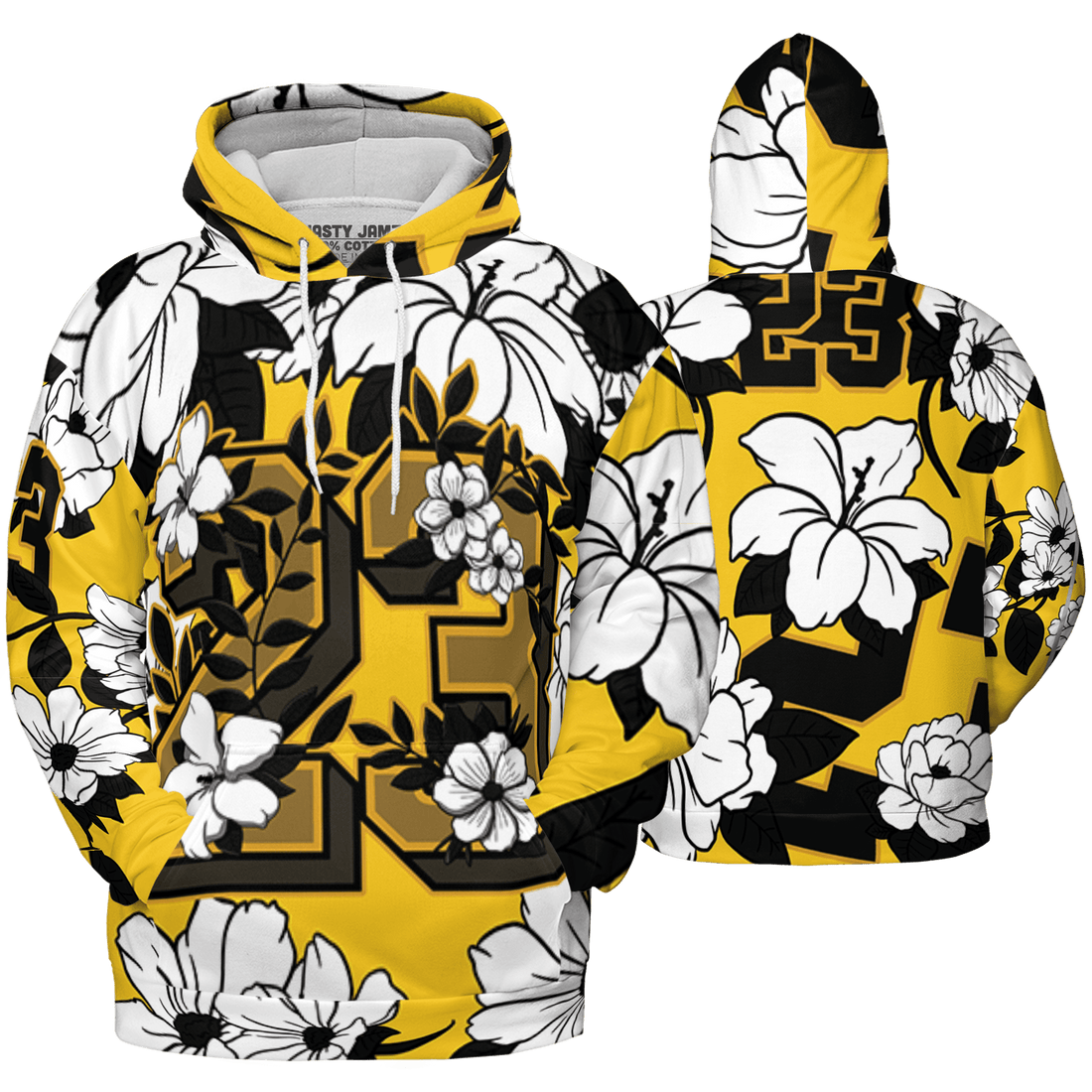 Yellow Ochre 6s Hoodie Match 23 Floral 3D All-Over Print Flowers - NastyJamz