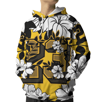 Yellow Ochre 6s Hoodie Match 23 Floral 3D All-Over Print Flowers - NastyJamz