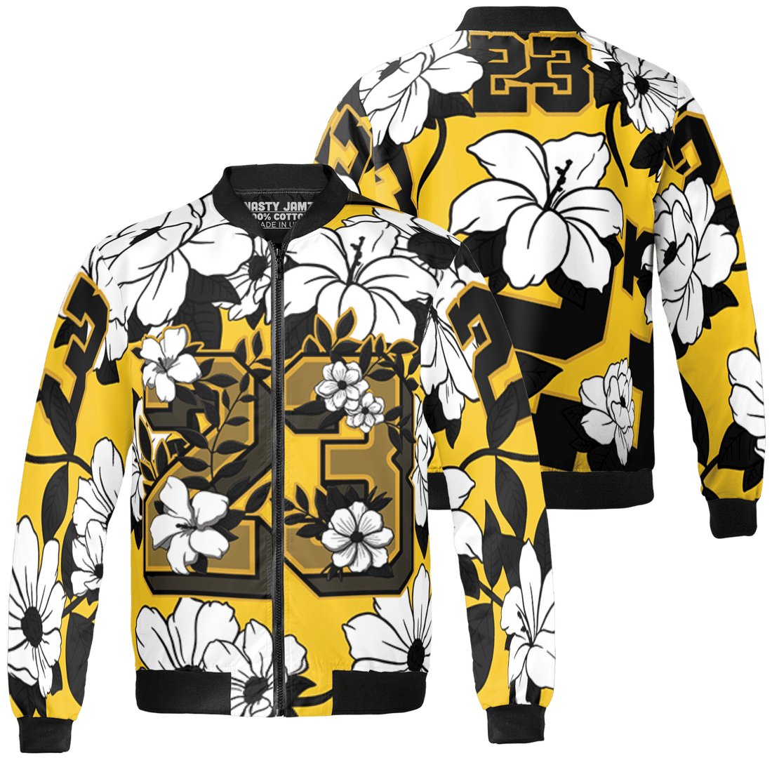 Yellow Ochre 6s Jacket Match 23 Floral 3D All-Over Print Flowers - NastyJamz