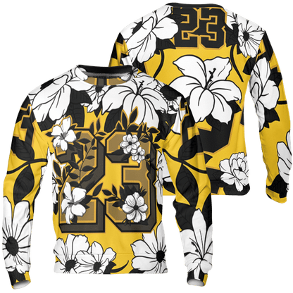 Yellow Ochre 6s Sweatshirt Match 23 Floral 3D All-Over Print Flowers - NastyJamz