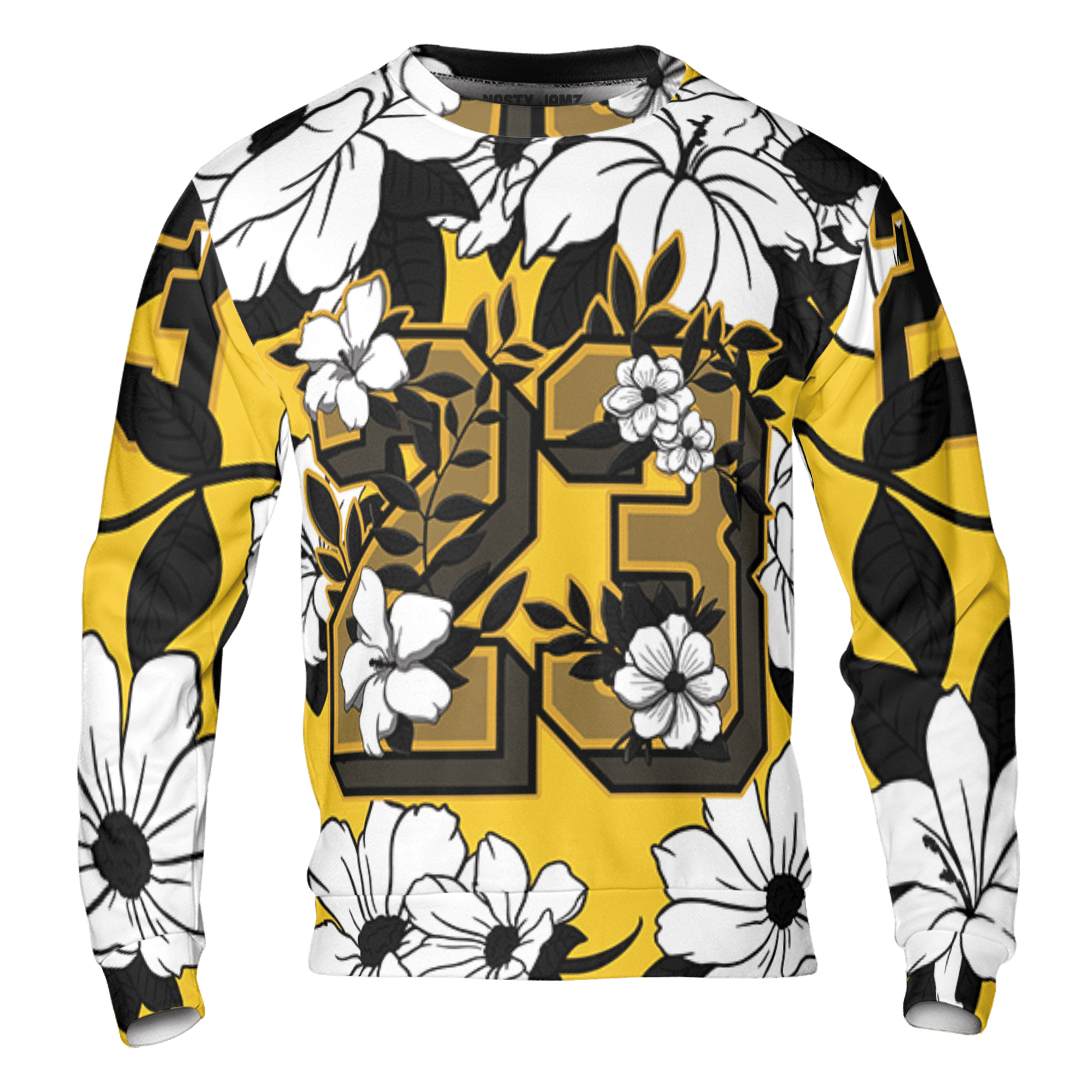 Yellow Ochre 6s Sweatshirt Match 23 Floral 3D All-Over Print Flowers - NastyJamz