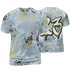 Blue Grey 13s T Shirt Match 23 Hiphop 3D All-Over Print Graffiti Pattern - NastyJamz