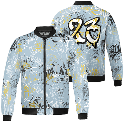 Blue Grey 13s Jacket Match 23 Hiphop 3D All-Over Print Graffiti Pattern - NastyJamz
