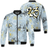 Blue Grey 13s Jacket Match 23 Hiphop 3D All-Over Print Graffiti Pattern - NastyJamz