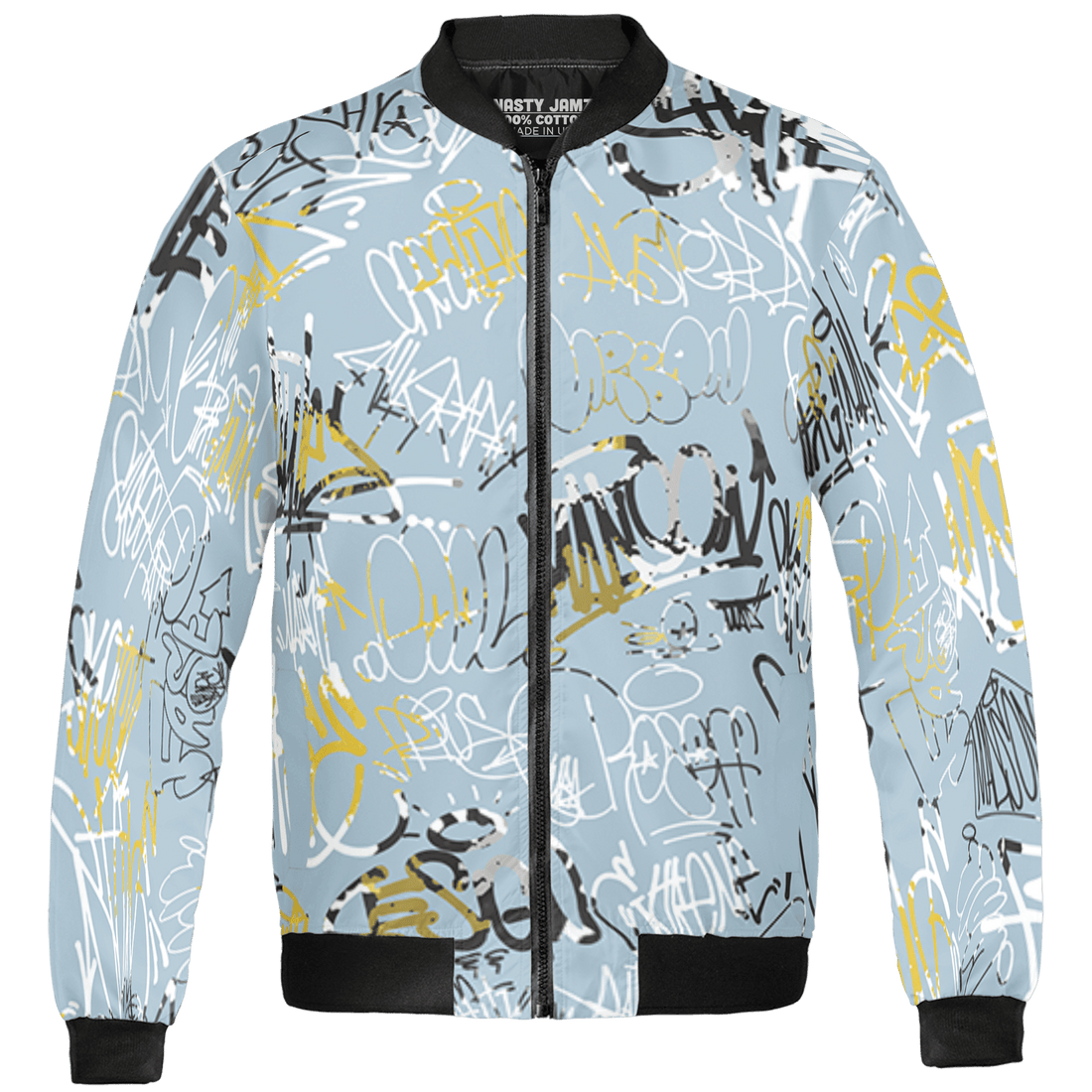 Blue Grey 13s Jacket Match 23 Hiphop 3D All-Over Print Graffiti Pattern - NastyJamz