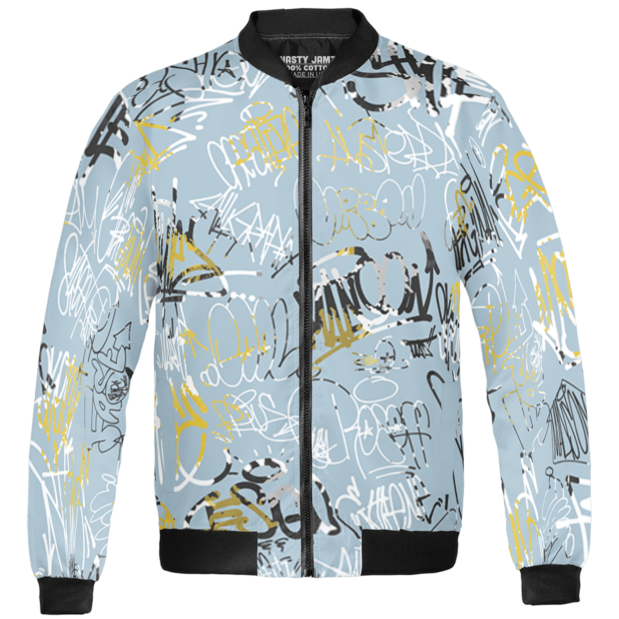Blue Grey 13s Jacket Match 23 Hiphop 3D All-Over Print Graffiti Pattern - NastyJamz