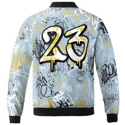Blue Grey 13s Jacket Match 23 Hiphop 3D All-Over Print Graffiti Pattern - NastyJamz