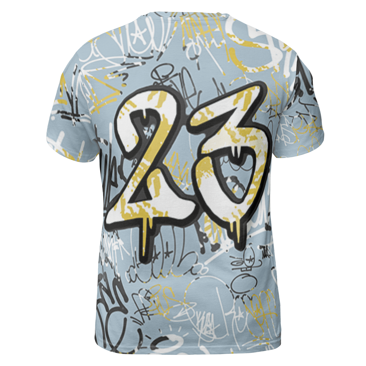 Blue Grey 13s T Shirt Match 23 Hiphop 3D All-Over Print Graffiti Pattern - NastyJamz