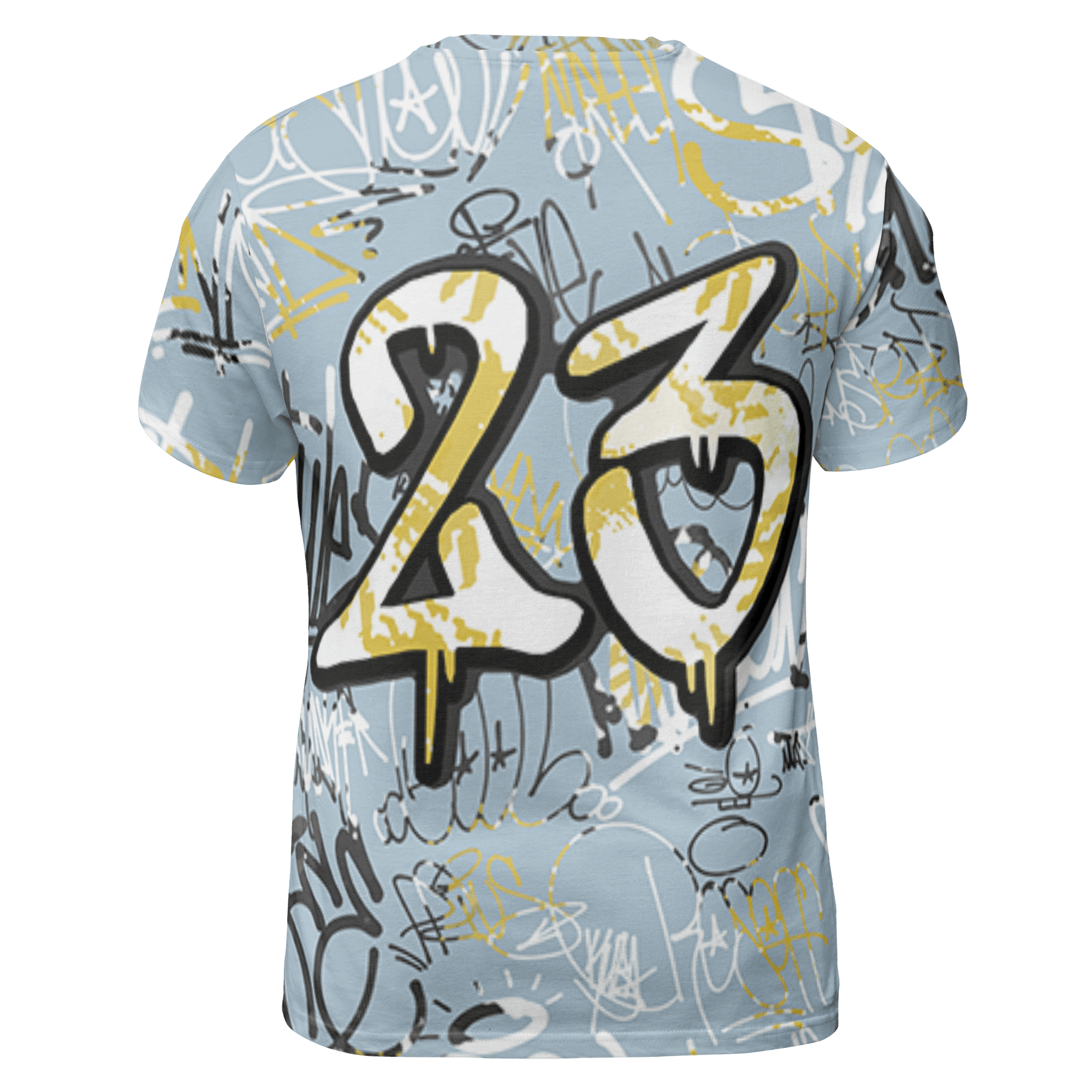 Blue Grey 13s T Shirt Match 23 Hiphop 3D All-Over Print Graffiti Pattern - NastyJamz
