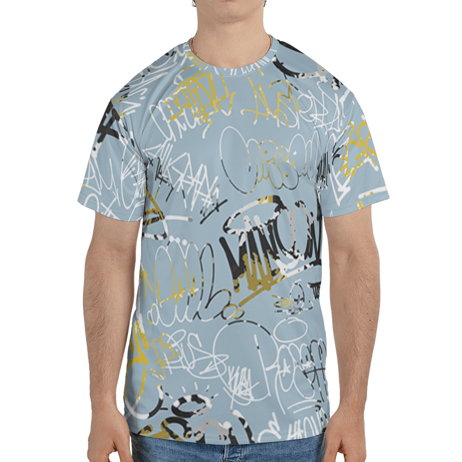 Blue Grey 13s T Shirt Match 23 Hiphop 3D All-Over Print Graffiti Pattern - NastyJamz