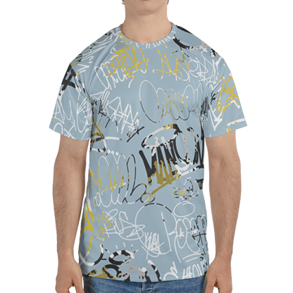 Blue Grey 13s T Shirt Match 23 Hiphop 3D All-Over Print Graffiti Pattern - NastyJamz