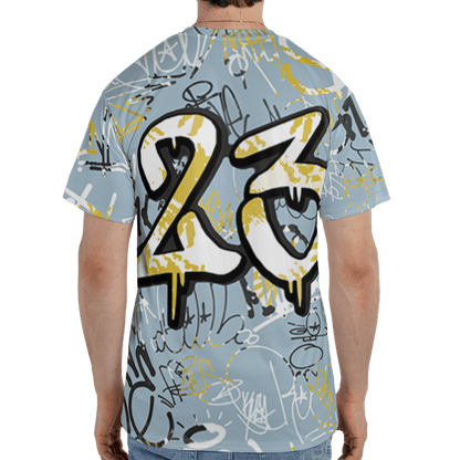 Blue Grey 13s T Shirt Match 23 Hiphop 3D All-Over Print Graffiti Pattern - NastyJamz