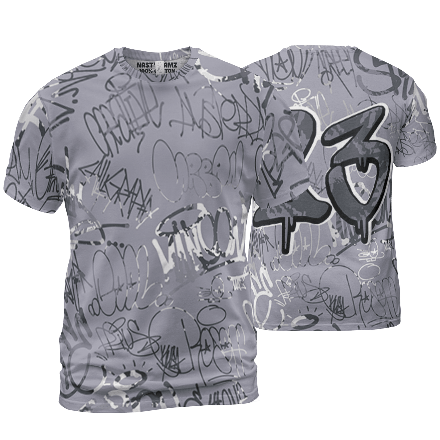 Stealth 14s T Shirt Match 23 Hiphop 3D All-Over Print Graffiti Pattern - NastyJamz