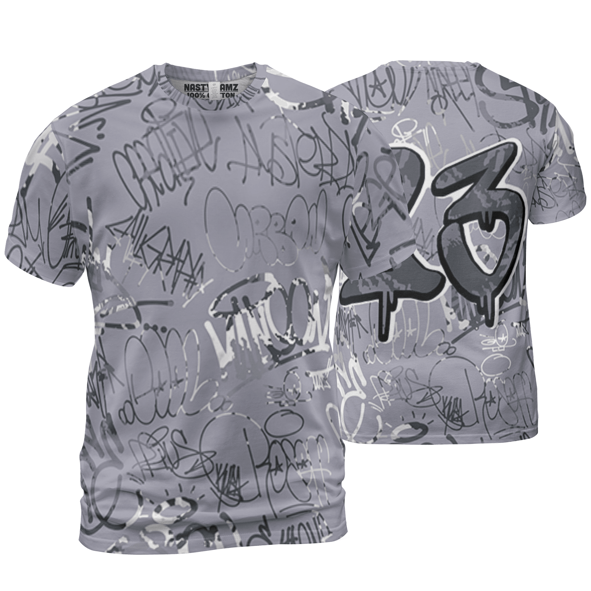 Stealth 14s T Shirt Match 23 Hiphop 3D All-Over Print Graffiti Pattern - NastyJamz
