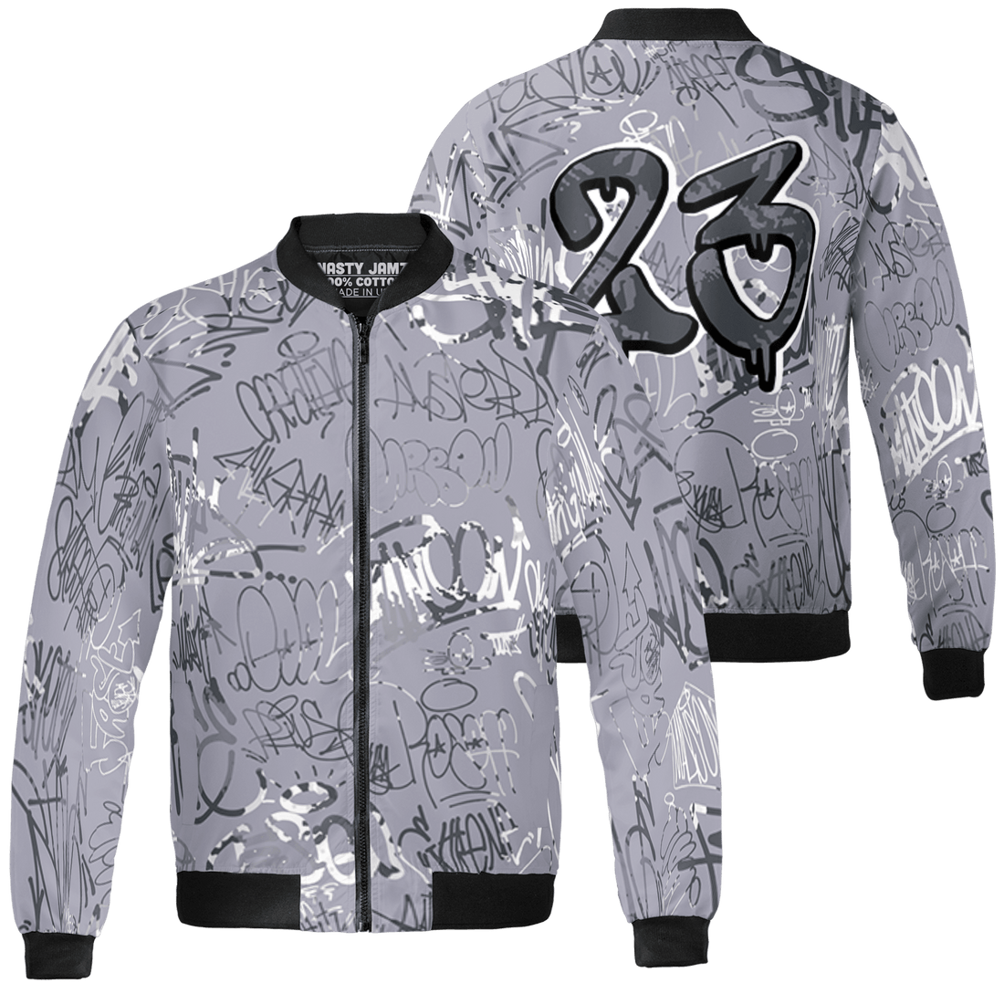 Stealth 14s Jacket Match 23 Hiphop 3D All-Over Print Graffiti Pattern - NastyJamz