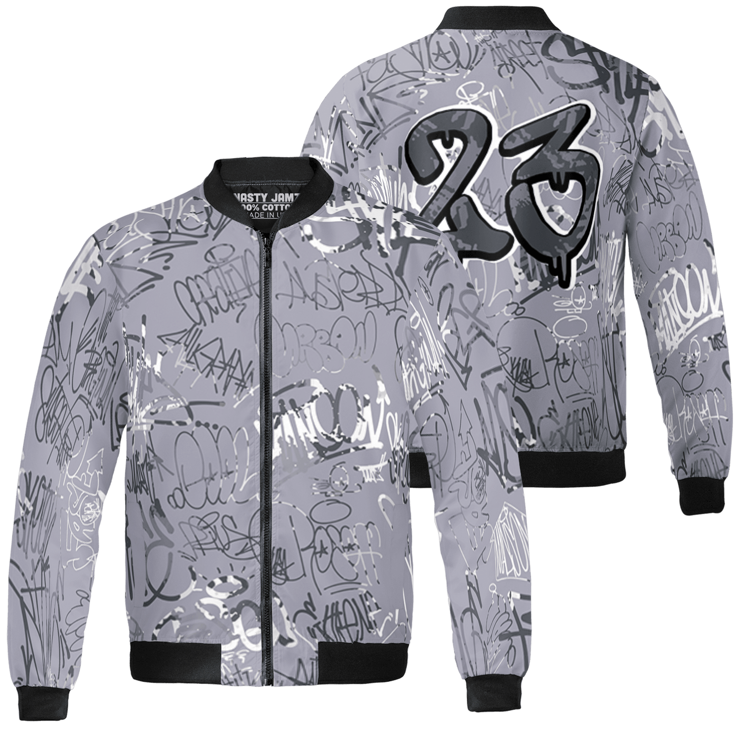 Stealth 14s Jacket Match 23 Hiphop 3D All-Over Print Graffiti Pattern - NastyJamz