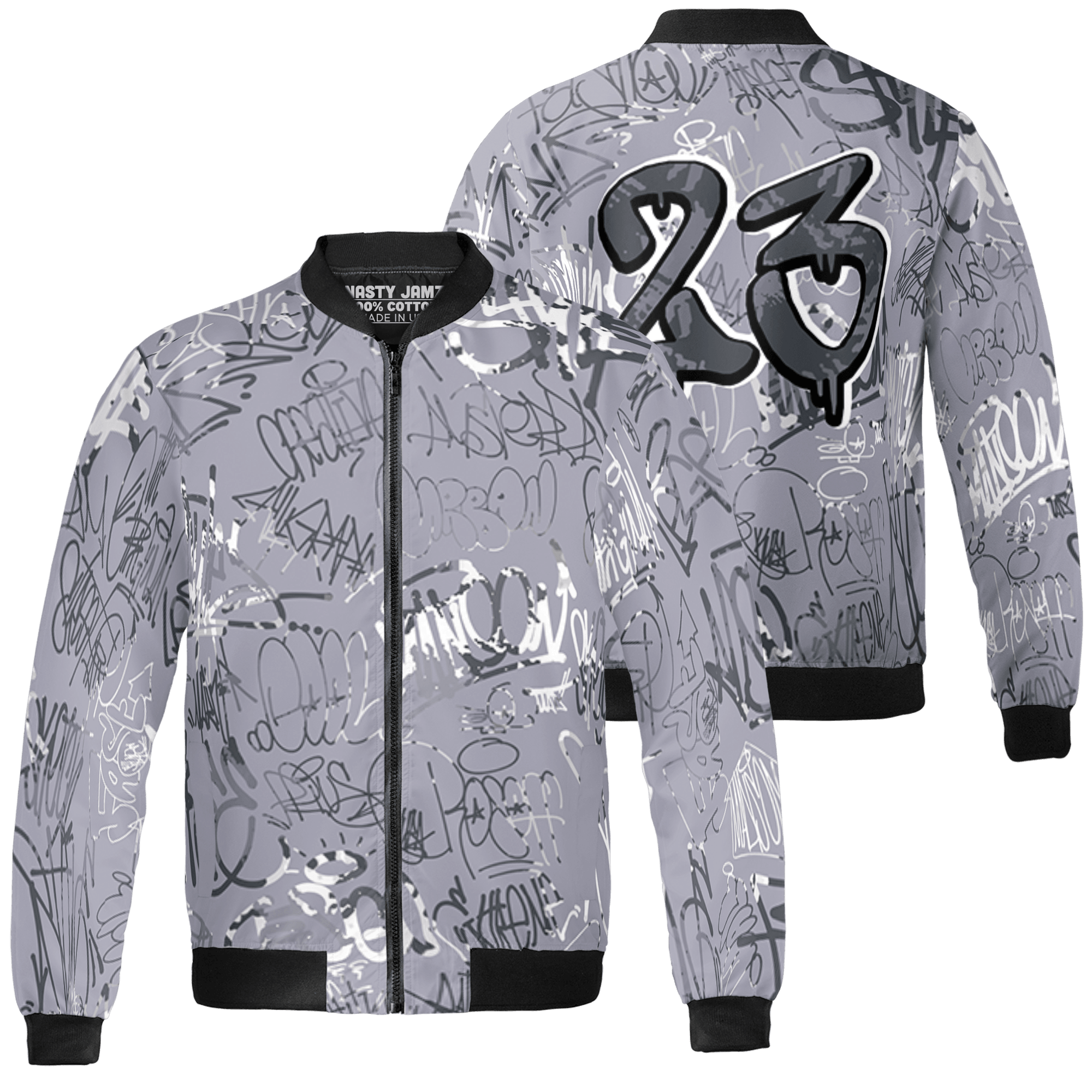 Stealth 14s Jacket Match 23 Hiphop 3D All-Over Print Graffiti Pattern - NastyJamz