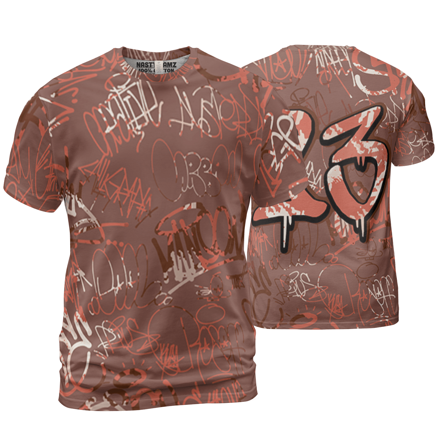 High OG Dusted Clay 1s T Shirt Match 23 Hiphop 3D All-Over Print Graffiti Pattern - NastyJamz