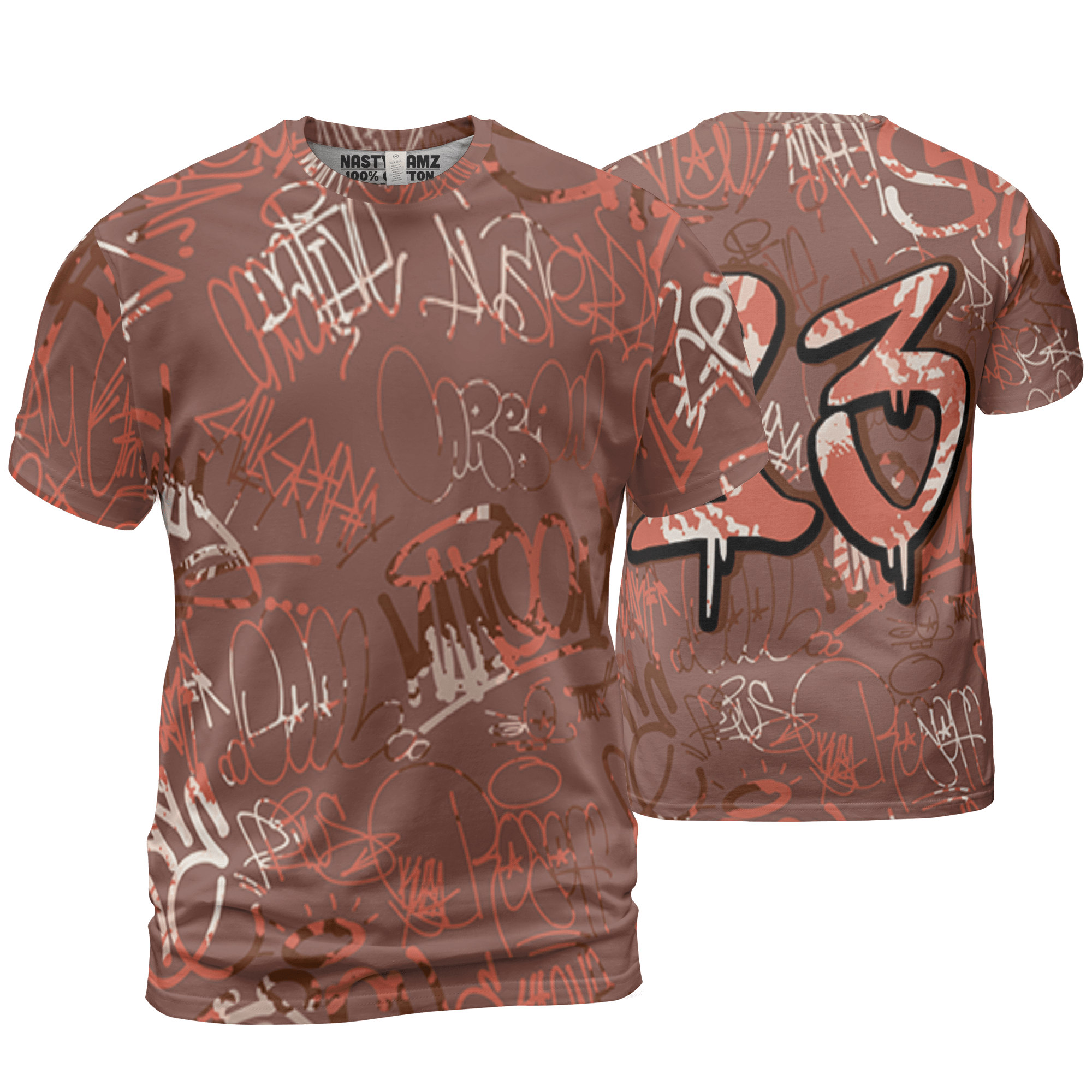 High OG Dusted Clay 1s T Shirt Match 23 Hiphop 3D All-Over Print Graffiti Pattern - NastyJamz