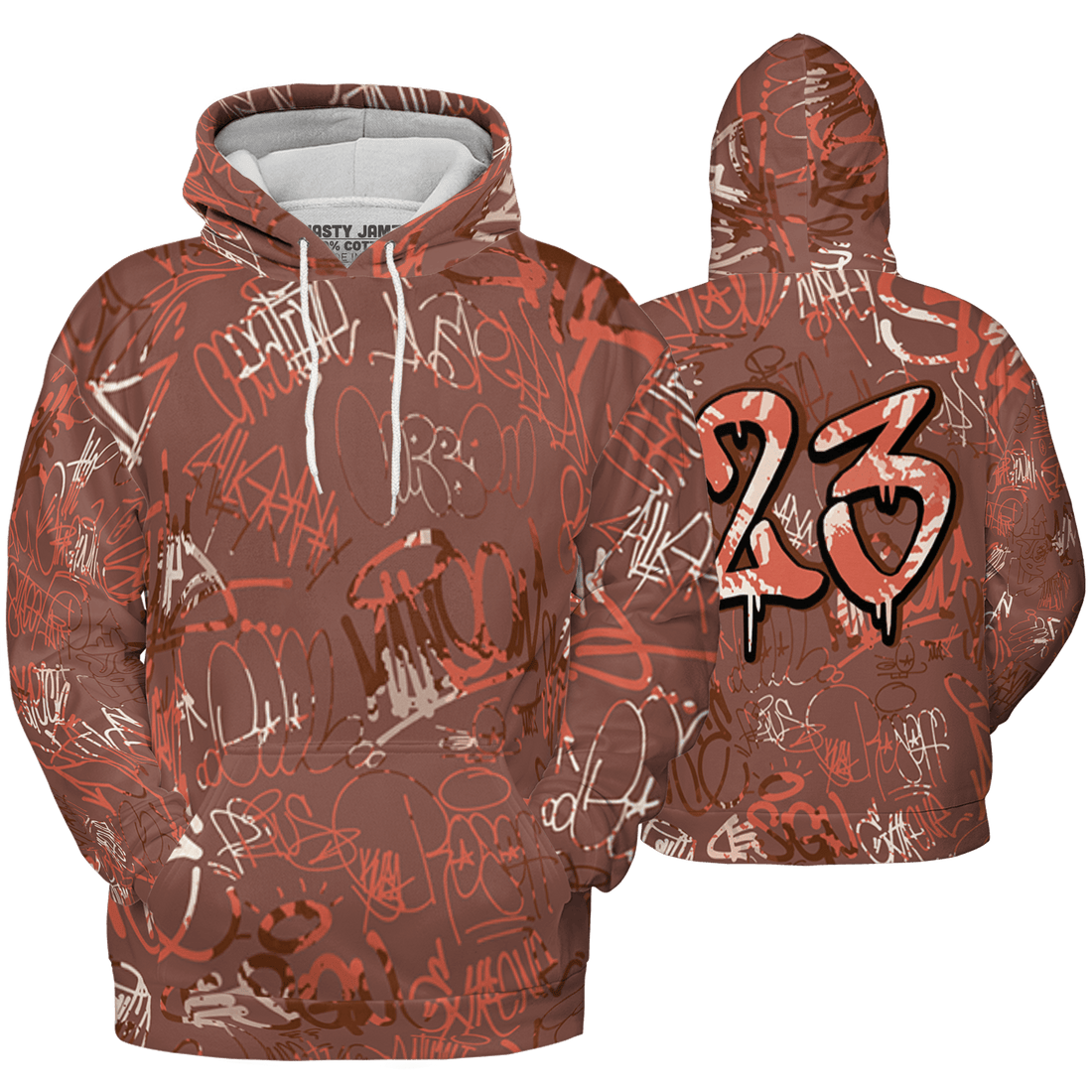High OG Dusted Clay 1s Hoodie Match 23 Hiphop 3D All-Over Print Graffiti Pattern - NastyJamz