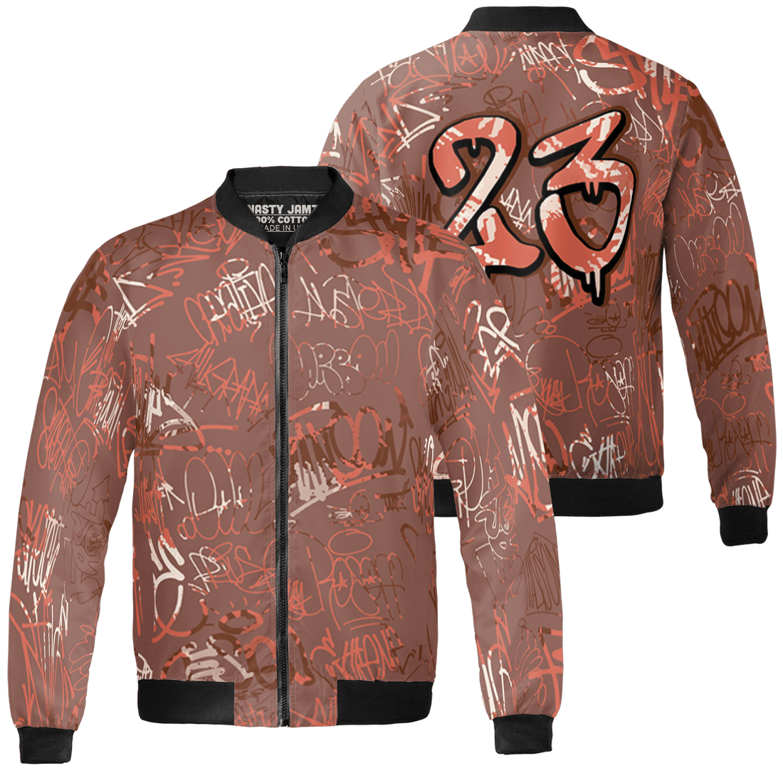 High OG Dusted Clay 1s Jacket Match 23 Hiphop 3D All-Over Print Graffiti Pattern - NastyJamz