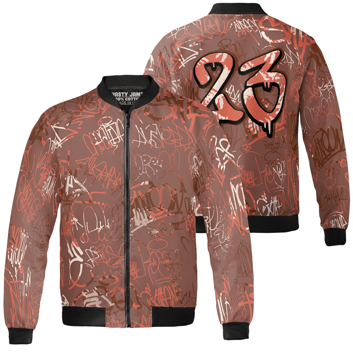 High OG Dusted Clay 1s Jacket Match 23 Hiphop 3D All-Over Print Graffiti Pattern - NastyJamz