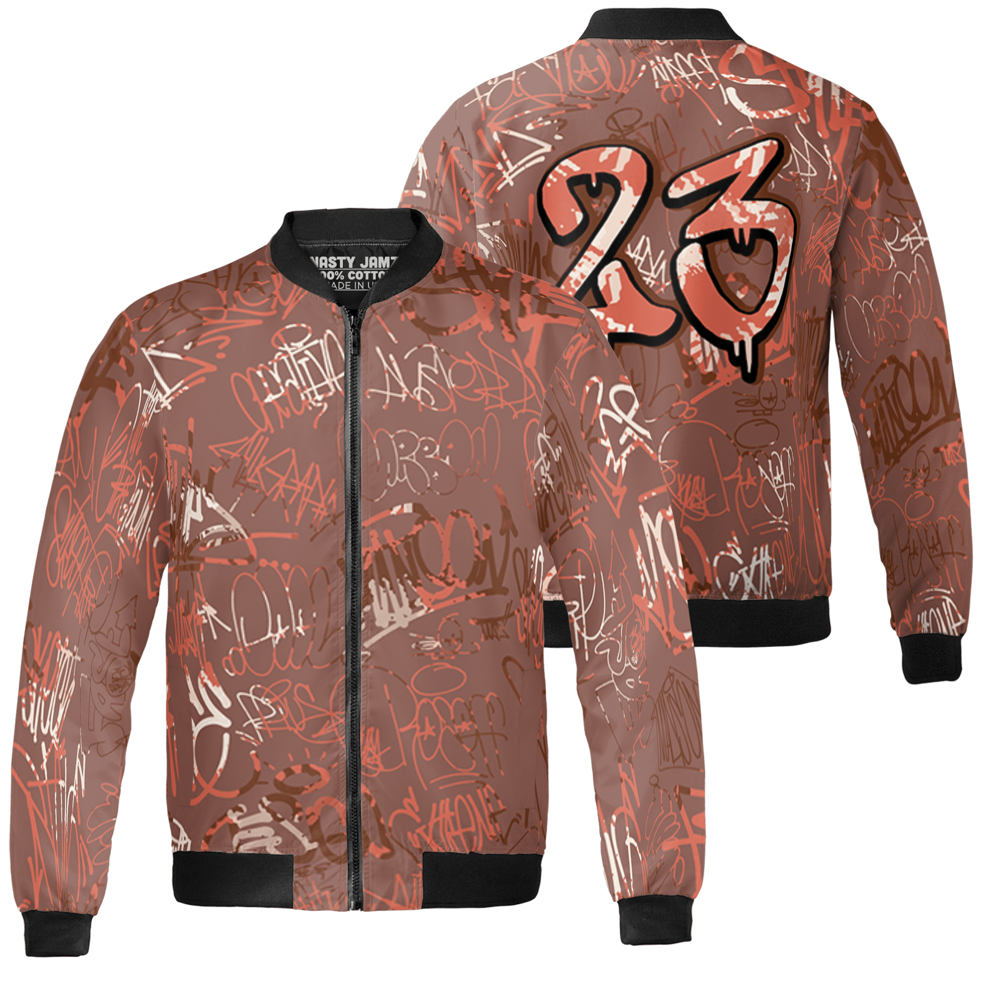 High OG Dusted Clay 1s Jacket Match 23 Hiphop 3D All-Over Print Graffiti Pattern - NastyJamz