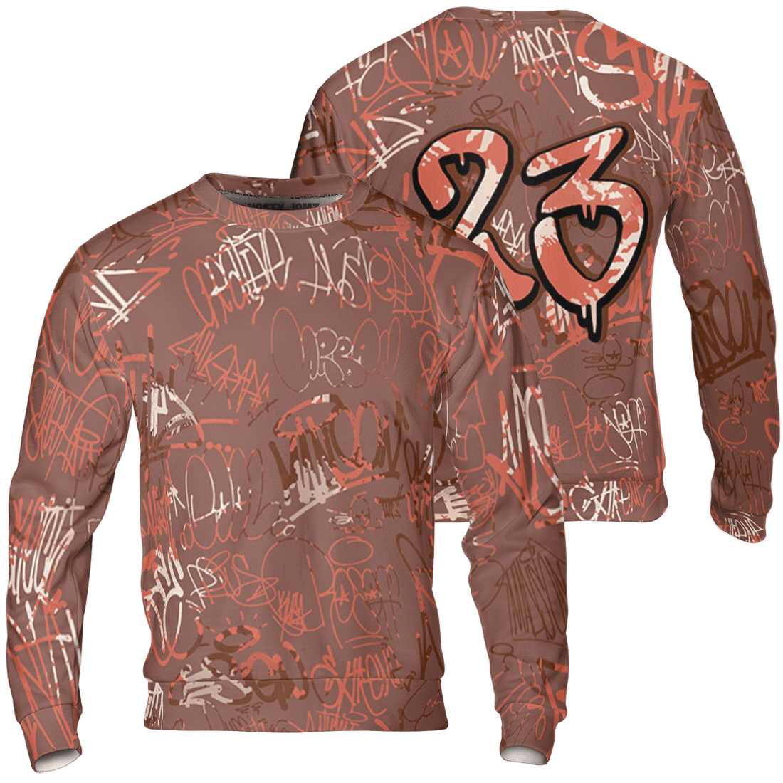 High OG Dusted Clay 1s Sweatshirt Match 23 Hiphop 3D All-Over Print Graffiti Pattern - NastyJamz
