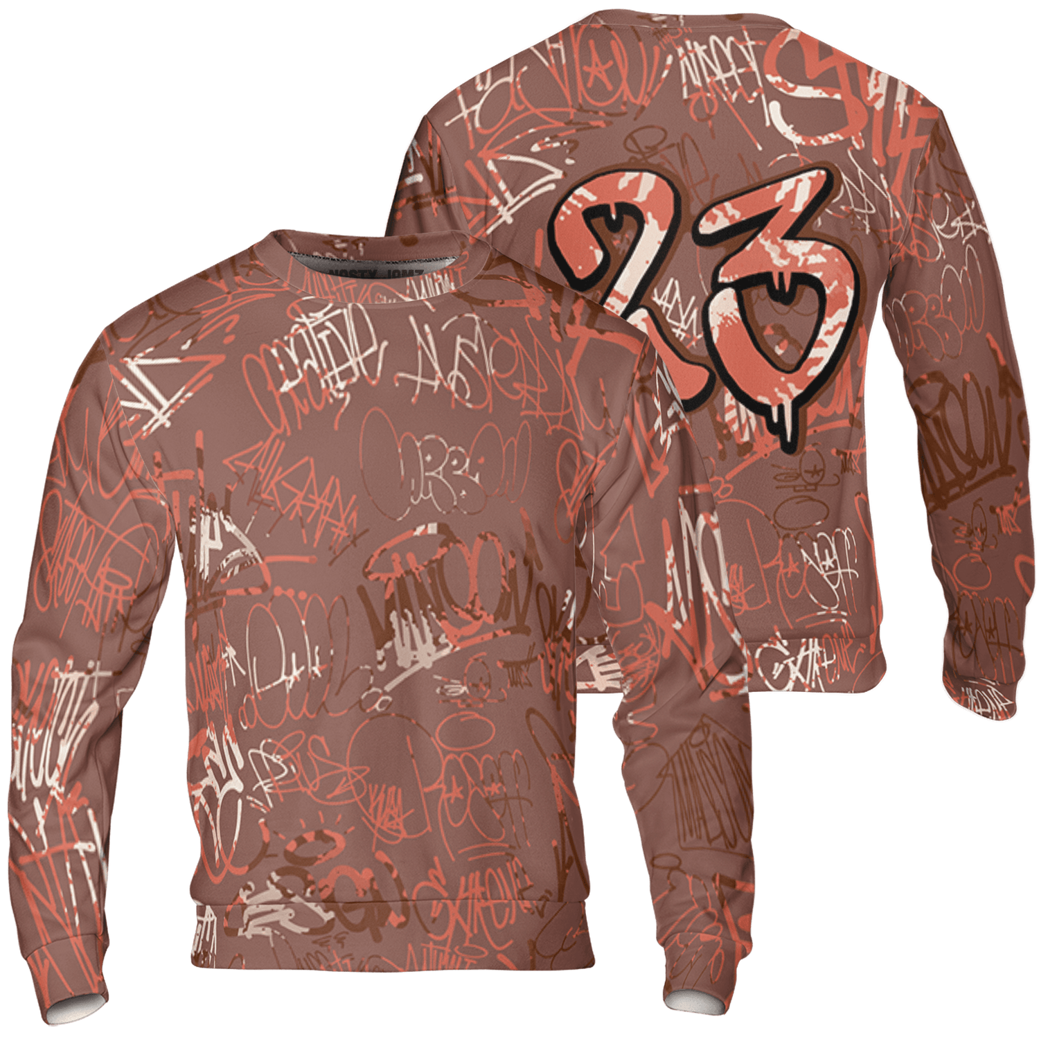 High OG Dusted Clay 1s Sweatshirt Match 23 Hiphop 3D All-Over Print Graffiti Pattern - NastyJamz