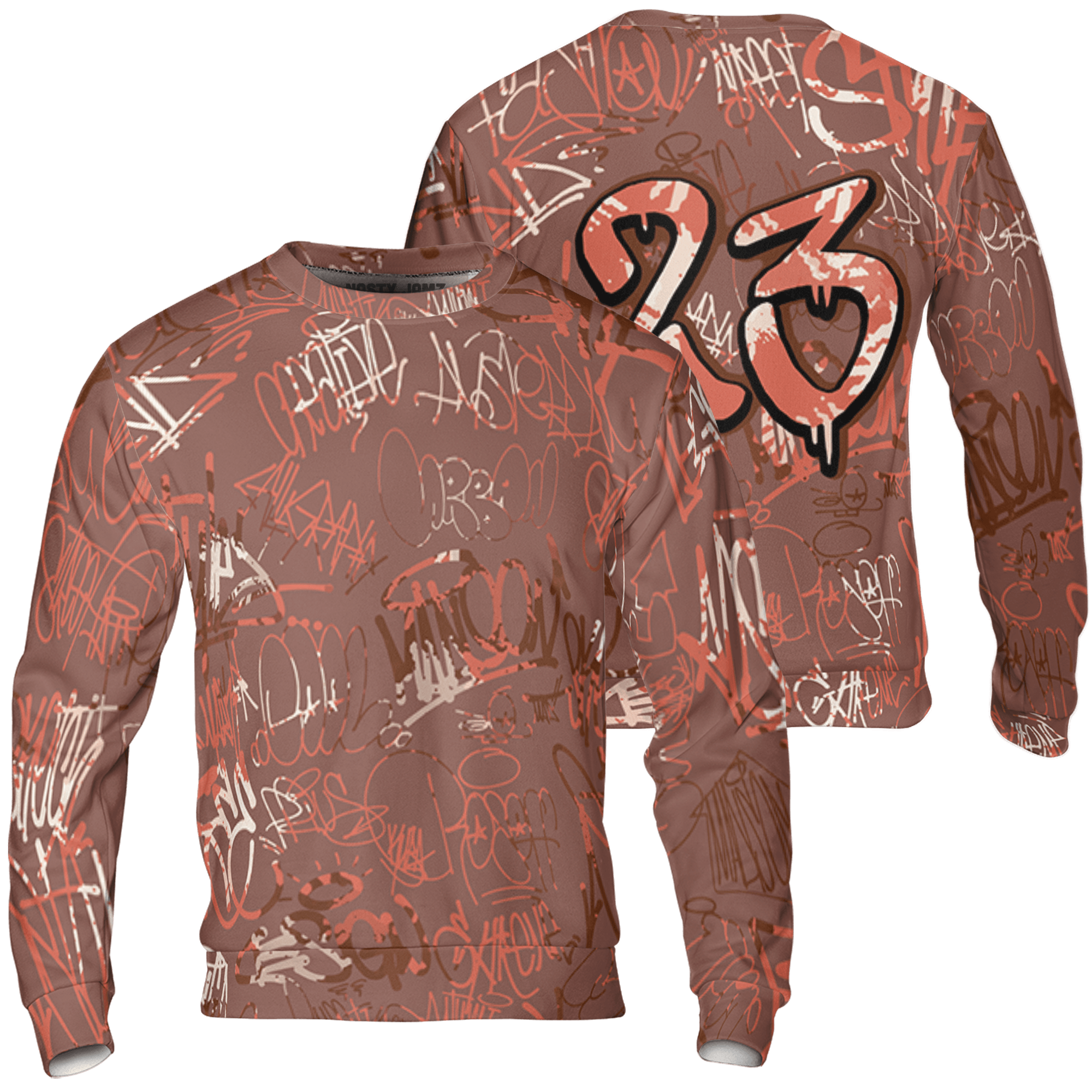 High OG Dusted Clay 1s Sweatshirt Match 23 Hiphop 3D All-Over Print Graffiti Pattern - NastyJamz