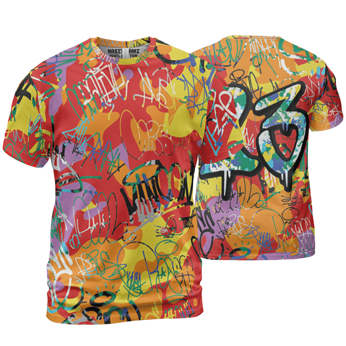 Mid GS Six Championships 1s T Shirt Match 23 Hiphop 3D All-Over Print Graffiti Pattern - NastyJamz